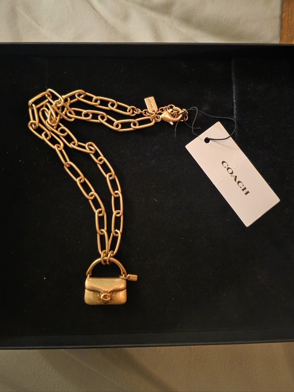 Coach Tabby Charm Paperclip Necklace